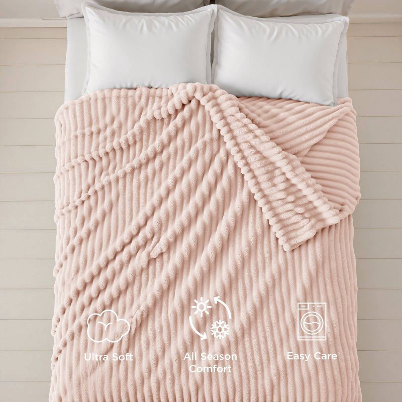 slide 4 of 6, Bedsure Full/Queen Plush Blanket Crystal Pink, 1 ct