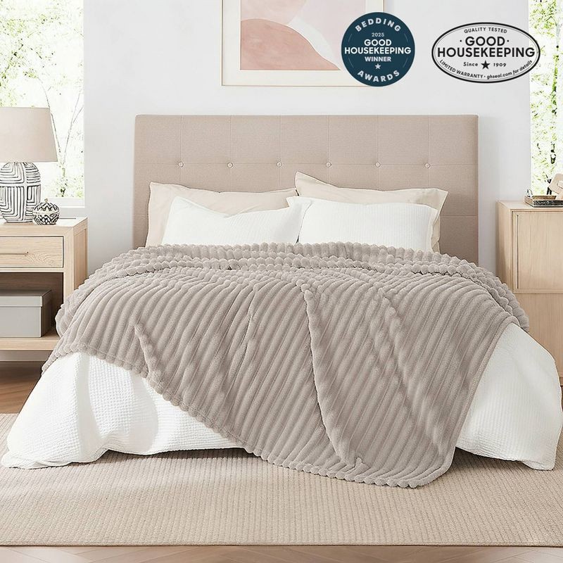 slide 2 of 6, Bedsure Twin/Twin XL Plush Blanket Linen Beige, 1 ct