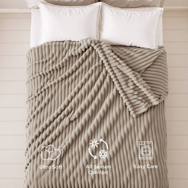 slide 4 of 6, Bedsure Twin/Twin XL Plush Blanket Linen Beige, 1 ct