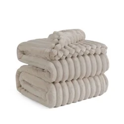 Bedsure Twin/Twin XL Plush Blanket Linen Beige