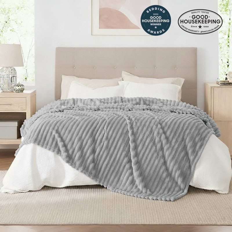 slide 2 of 6, Bedsure Twin/Twin XL Plush Blanket Light Gray, 1 ct