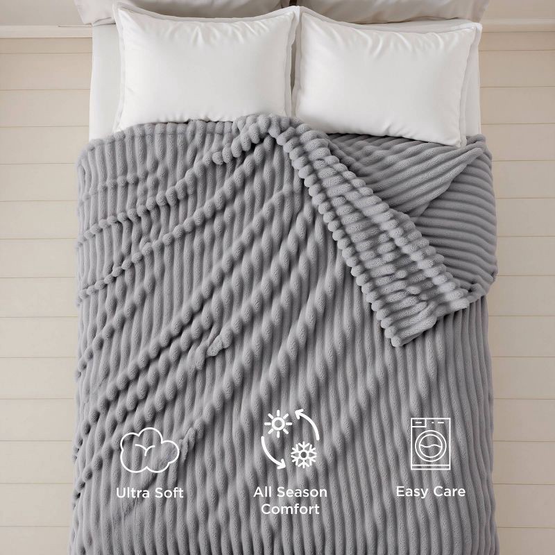 slide 4 of 6, Bedsure Twin/Twin XL Plush Blanket Light Gray, 1 ct