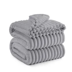Bedsure Twin/Twin XL Plush Blanket Light Gray