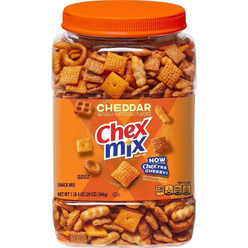 slide 3 of 8, Chex Mix Cheddar Tub Snack Mix - 20oz, 20 oz