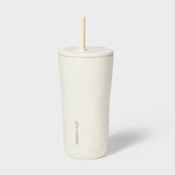 20 fl oz Stainless Steel Tumbler with Straw White - All In Motion™