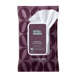 Niches & Nooks Wipe Your Nooks Refreshing Flushable Towelettes - Lush Coconut Water - 45ct