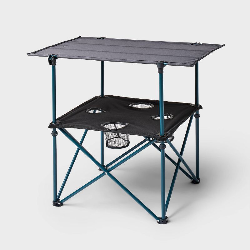 slide 1 of 1, 4pc Two-Tier Quad Steel Rectangle Portable Picnic Table Dark Gray - All In Motion™, 4 ct