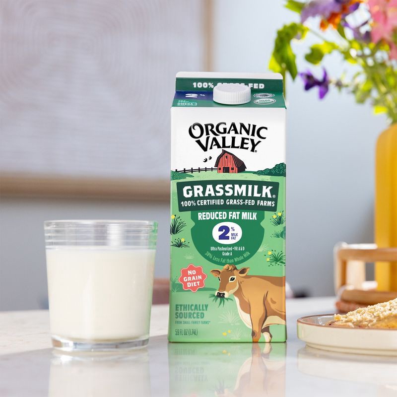 slide 3 of 8, Organic Valley Grassmilk Organic Grassfed 2% Reduced Fat Milk - 59 fl oz, 59 fl oz