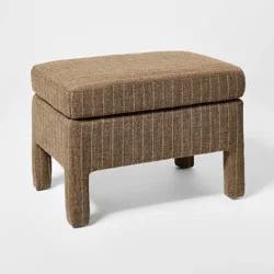 Threshold designed w/Studio McGee Bellfield Fully Upholstered Ottoman Brown Woven Stripe