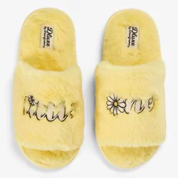 dluxe by Dearfoams Kids' Little One Single Band Slide - Light Yellow 2-3