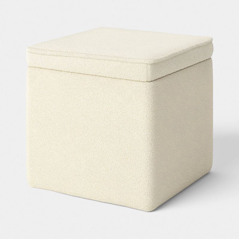 slide 1 of 7, Single Storage Dorm Ottoman Cream Faux Shearling - Room Essentials™, 1 ct