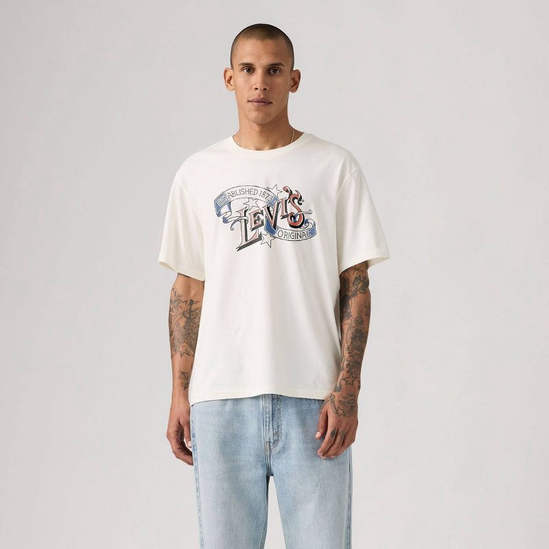 slide 1 of 5, Levi's® Men's Relaxed Fit Short Sleeve T-Shirt - Off-White S, 1 ct