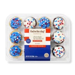 Patriotic Red, White & Blue Variety Mini Cupcakes - 10oz/12ct - Favorite Day™
