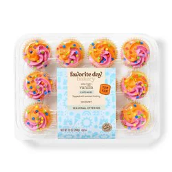 Summer Pink & Orange Swirl Vanilla Cupcakes - 10oz/12ct - Favorite Day™