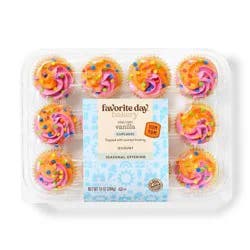 Summer Pink & Orange Swirl Vanilla Cupcakes - 10oz/12ct - Favorite Day™