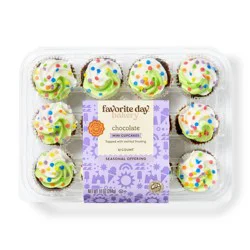 Summer Green & White Swirl Chocolate Mini Cupcakes - 10oz/12ct - Favorite Day™
