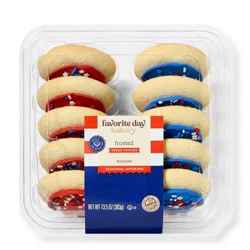 Patriotic Red, White & Blue Frosted Sugar Cookies - 13.5oz/10ct - Favorite Day™