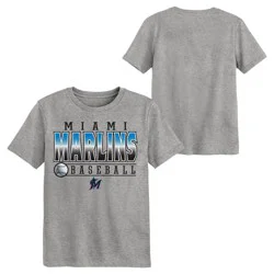 MLB Miami Marlins Youth Gray Poly T-Shirt - XS