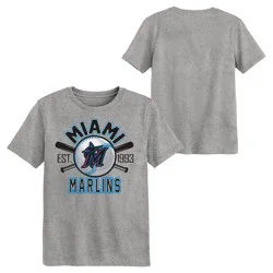 MLB Miami Marlins Youth Gray Tri-Blend T-Shirt - L