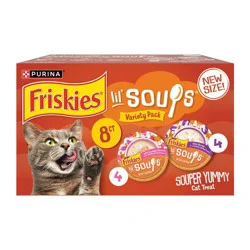 Friskies Lil' Soups Grain Free Wet Cat Food Complement Variety Pack With Sockeye Salmon and With Shrimp - 12.25oz/8pk