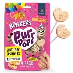 Bonkers Purrpops Chicken Flavor Birthday Pops Lickable Cat Treats - 4ct