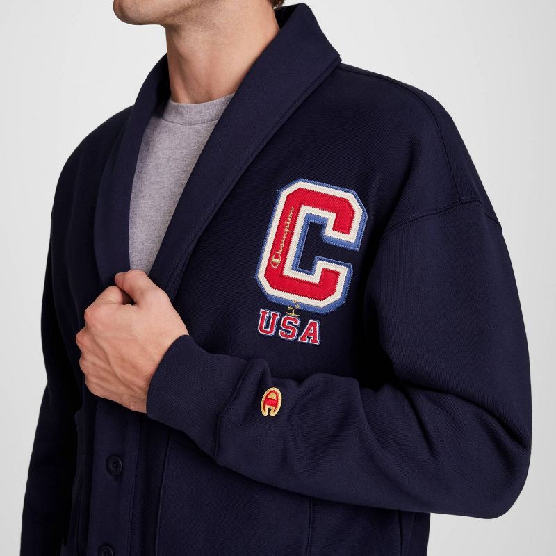 slide 6 of 9, Champion Adult Shawl Neck Fleece Shawl Sweater - Navy Blue S, 1 ct