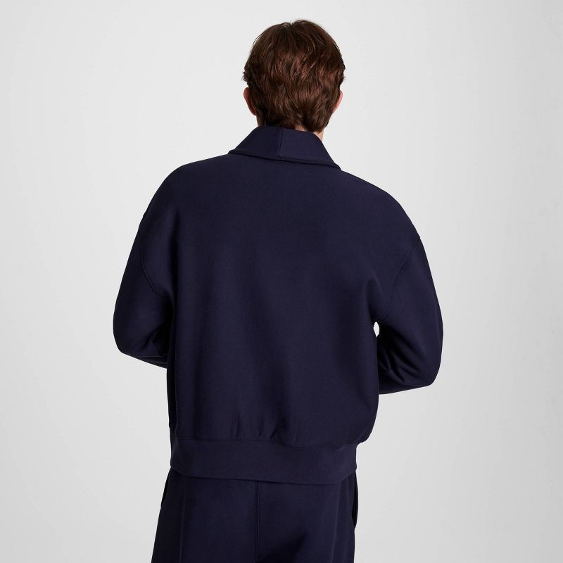 slide 2 of 9, Champion Adult Shawl Neck Fleece Shawl Sweater - Navy Blue M, 1 ct