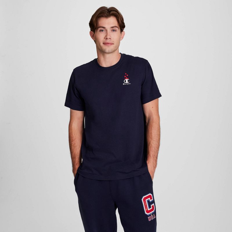 slide 1 of 5, Champion Adult Short Sleeve Stars in the Snow Graphic T-Shirt - Navy Blue S, 1 ct