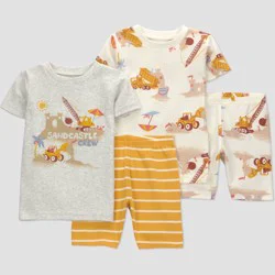 Carter's Just One You® Toddler Boys' 4pc Short Sleeve Sandcastle Cotton Pajama Set - Heather Gray 4T