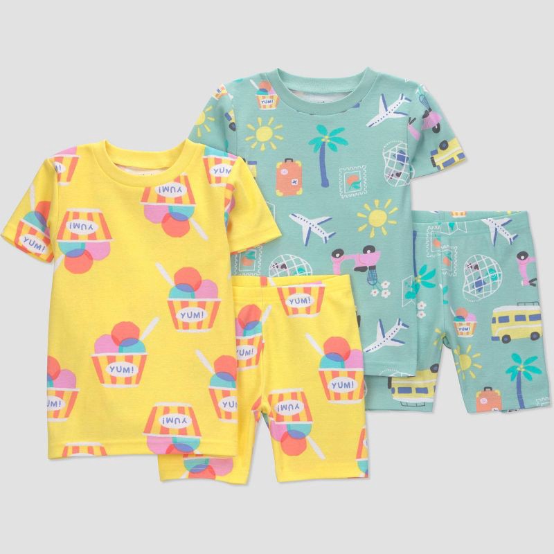 slide 1 of 4, Carter's Just One You® Baby Girls' 4pc Short Sleeve Ice Cream Cotton Pajama Set - Yellow 18M, 4 ct