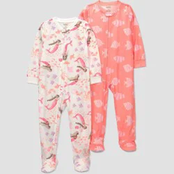 Carter's Just One You® Toddler Girls' 2pc Long Sleeve Mermaids Footed Pajama Set - Orange 18M