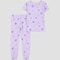 Carter's Just One You® Toddler Girls' 2pc Short Sleeve Fish Comfy Soft Tight Fit Pajama Set - Purple 18M