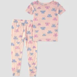 Carter's Just One You® Toddler Girls' 2pc Short Sleeve Butterfly Comfy Soft Tight Fit Pajama Set - Pink 4T