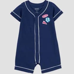Carter's Just One You® Baby Boys' Americana Soccer Romper - Navy Blue/White/Red 18M
