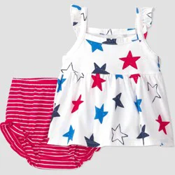 Carter's Just One You® Baby Girls' Americana Stars and Stripes 2pc Tank Top and Bloomer Shorts Set - White 12M