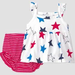 Carter's Just One You® Baby Girls' Americana Stars and Stripes 2pc Tank Top and Bloomer Shorts Set - White 12M