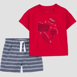 Carter's Just One You® Baby Boys' Americana 2pc Short Sleeve T-Shirt and Shorts Set - Blue/Red 12M