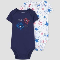 Carter's Just One You® Baby Americana 2pk Short Sleeve Bodysuit - Navy Blue/White 3M