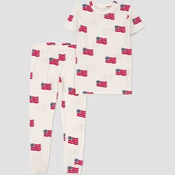 Carter's Just One You® Toddler 2pc Short Sleeve Flag Comfy Soft Tight Fit Pajama Set - Cream 4T