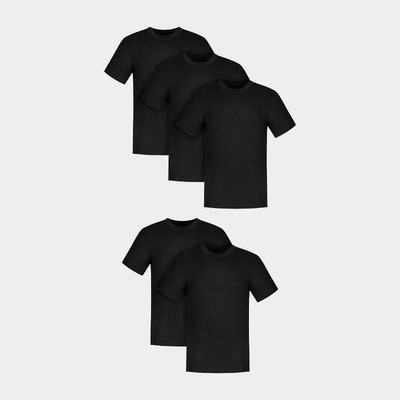 slide 1 of 11, Hanes Premium Hanes Men's 5pk T-Shirt Undershirts, Premium Everyday Tee Midweight Crewneck Shirt Pack, Wicking - Black S, 5 ct
