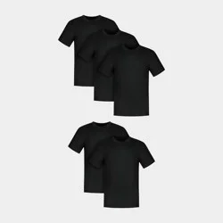 Hanes Premium Hanes Men's 5pk T-Shirt Undershirts, Premium Everyday Tee Midweight Crewneck Shirt Pack, Wicking - Black L