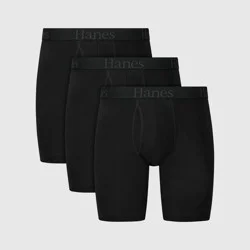 Hanes Men's 3pk Boxer Briefs - Black M