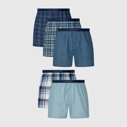Hanes Men's Woven 5pk Boxer Shorts - Blue M