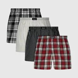 Hanes Premium Men's Stretch Woven Boxer 4pk Boxer Shorts - Red/Black/Gray L
