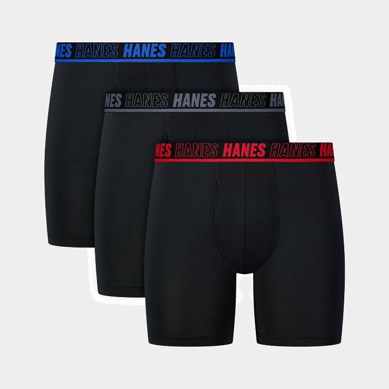 slide 1 of 7, Hanes Premium Hanes Men's Anti-Chafe Pouch X-Temp Boxer Briefs 3pk - Black M, 3 ct