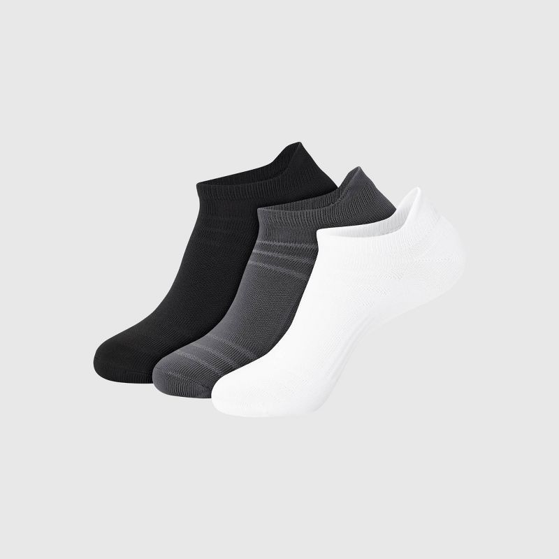 slide 1 of 7, Hanes Men's Stretch Heel Shield Low Cut Socks 3pk - Gray/White/Black 6-12, 3 ct