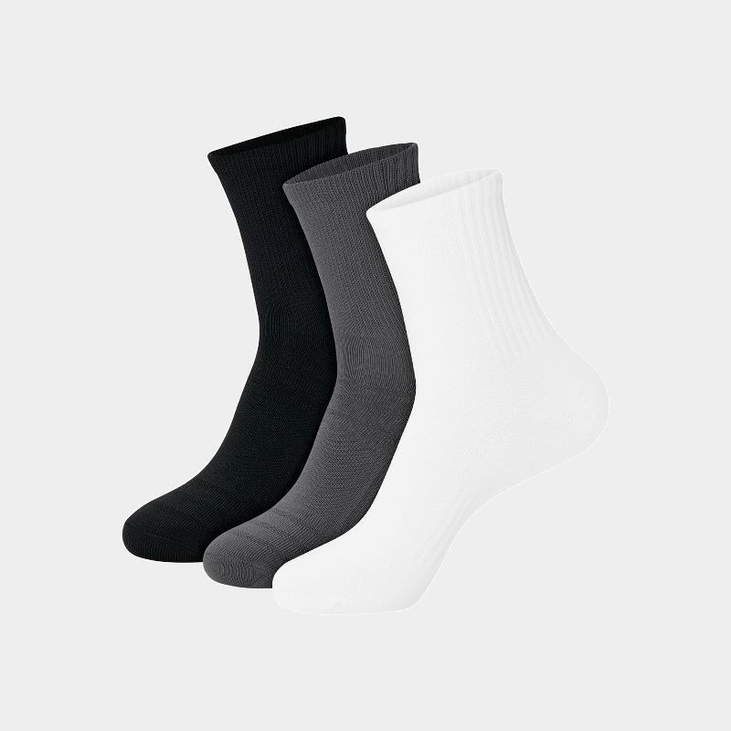 slide 1 of 5, Hanes Men's Stretch Crew Socks 3pk - Gray/White/Black 6-12, 3 ct