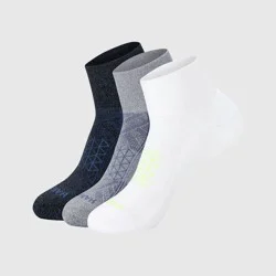 Hanes Men's Absolute Run Ankle Socks 3pk - Black/White/Gray 6-12