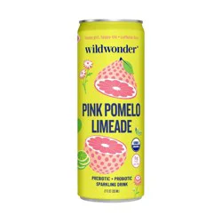 Wildwonder Pink Pomelo Limeade Organic Prebiotic + Probiotic Sparkling Drink - 12 fl oz Can