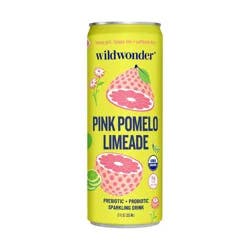 Wildwonder Pink Pomelo Limeade Organic Prebiotic + Probiotic Sparkling Drink - 12 fl oz Can